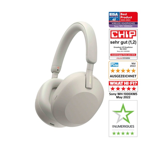 [WH1000XM5S.CE7] Sony WH-1000XM5 Argent Casque sans fil à réduction de bruit
