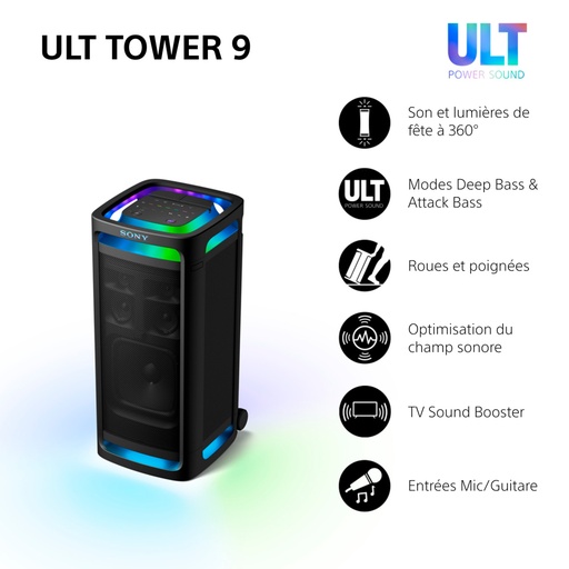 [SRSULT900DC.CE7] Sony ULT Tower 9 Noir - Enceinte Bluetooth de fête